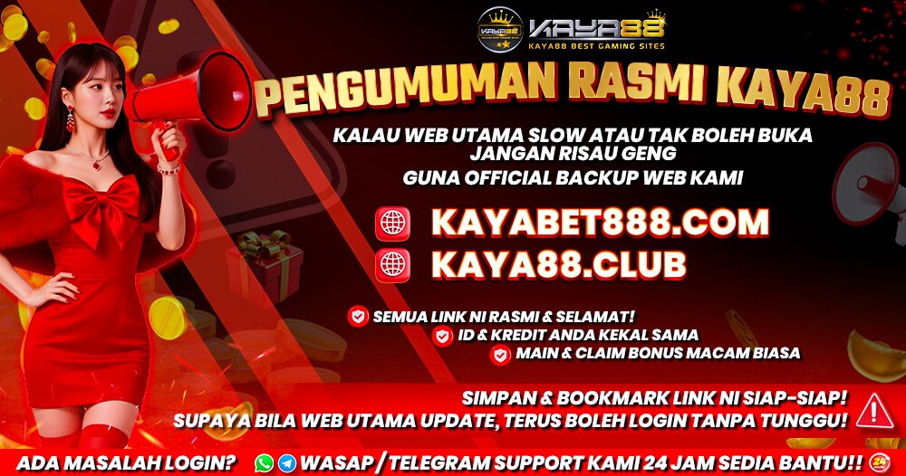 the official backup links kayabet888.com and kaya88.club, shown on the Kaya88 4D platform