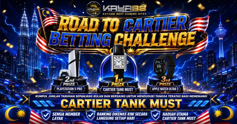 Kaya88 banner showing the Road to Cartier Betting Challenge event for 4d lotto players
