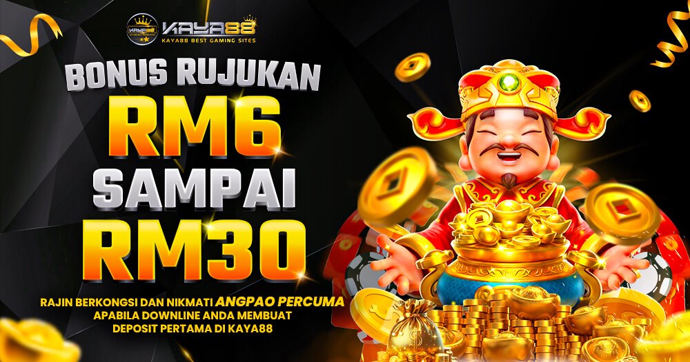 Kaya88 banner showing a referral reward of RM6 to RM30 for 4d lotto players